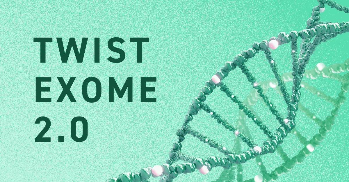 Image of DNA helix. TEXT: "Twist Exome 2.0